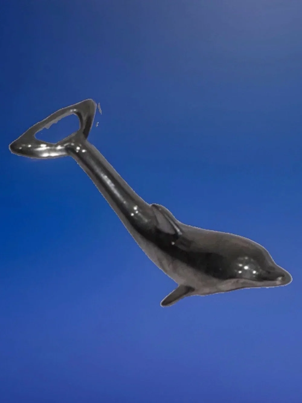 Sleek silver-plated Dolphin bottle opener